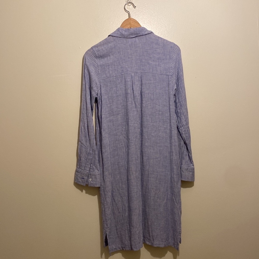 Old Navy linen blend Blue Striped Button-Up Shirt Dress with pockets. Size Xs - Picture 2 of 7